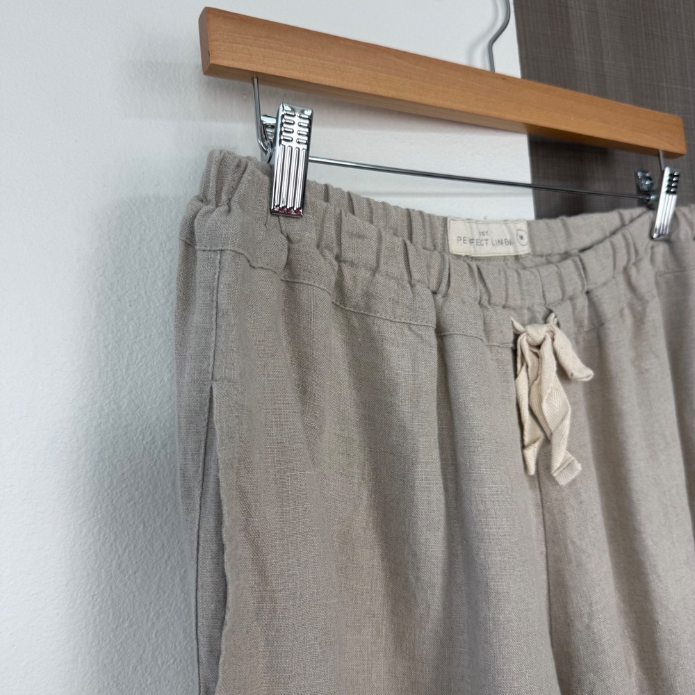 Not Perfect Linen Oat Milk Beige Athens Drawstring Linen Pants Size Medium‎ - Picture 7 of 13